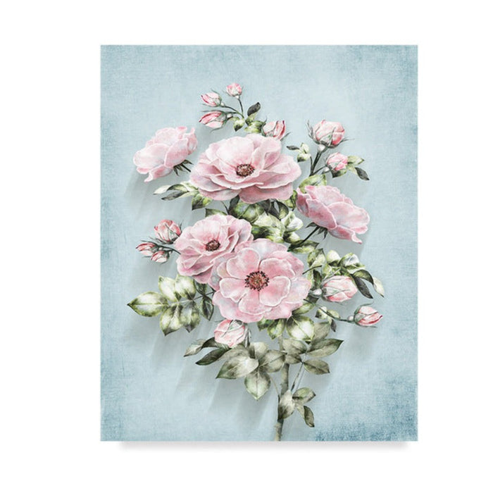 Modern Pastoral Pink Flowers - Canvas Wall Art Painting