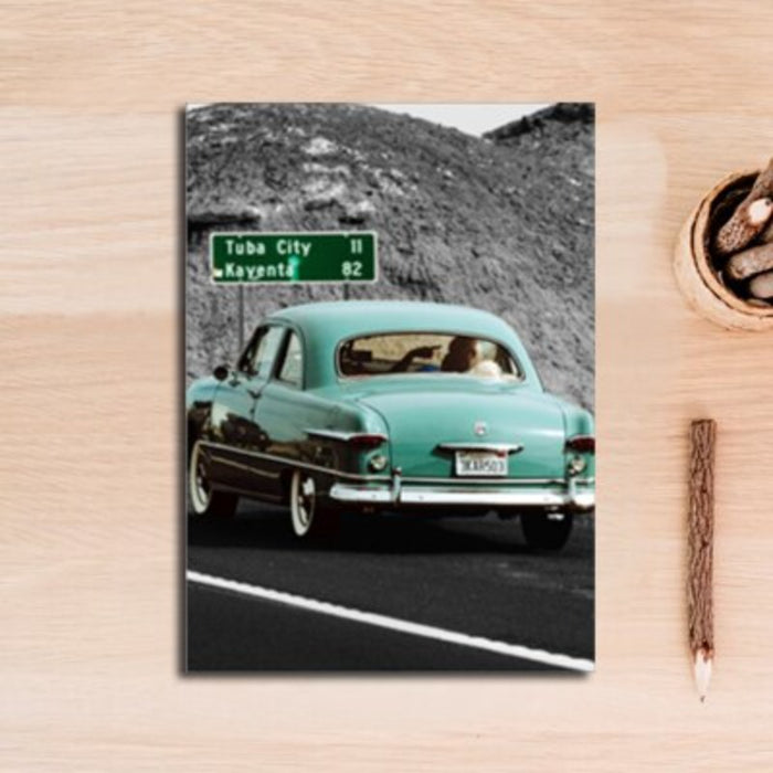 Vintage Blue Classic Cars Travel - Canvas Wall Art Painting