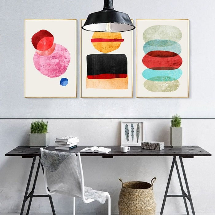 Watercolor Abstract Geometric - Canvas Wall Art Painting