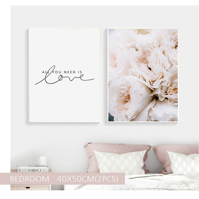 Blush Pink Peonies Wall Art Pictures - Canvas Wall Art Paintings