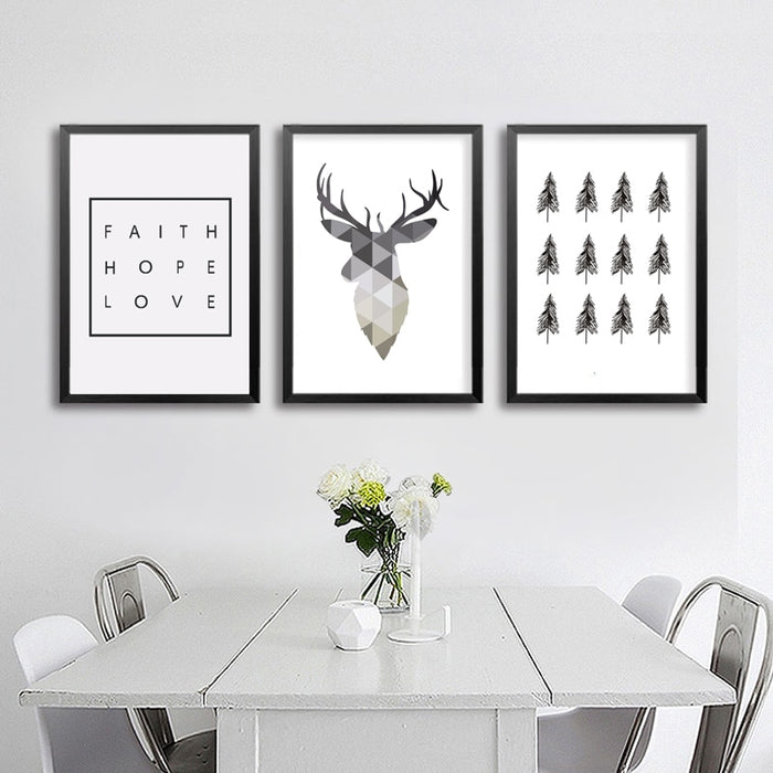 Geometric Deer Faith Quote - Canvas Wall Art Painting