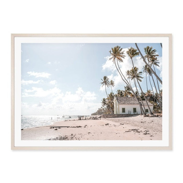 House Sea Pink Landscape Building Wall Art Pictures