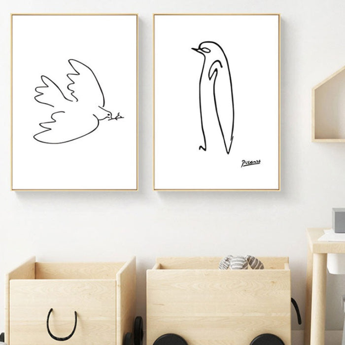Animals Sketches - Canvas Wall Art Painting