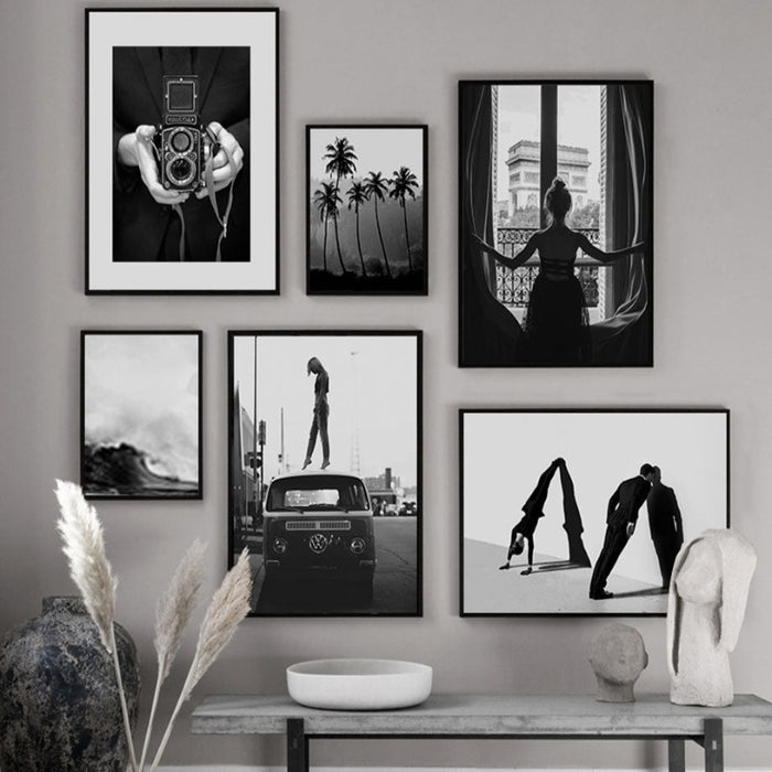 Abstract Scandinavia Black White Wall Art Pictures - Canvas Wall Art Painting