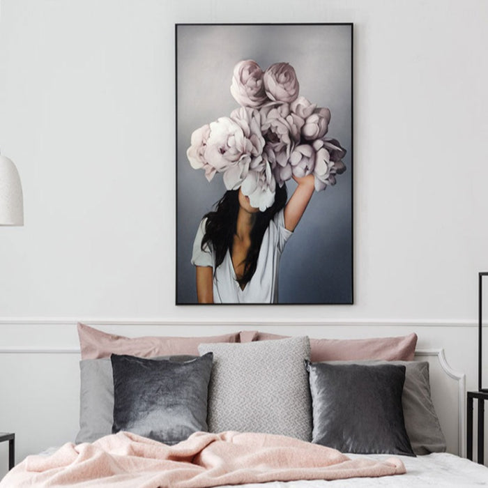Floral Girl Wall Art Pictures Beauty  - Canvas Wall Art Painting