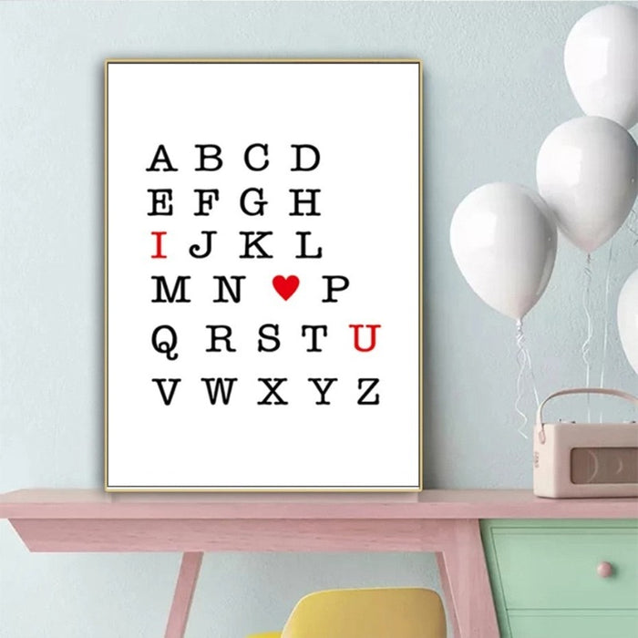 I Love You ABC Alphabet Nursery Decor Wall Art DIY - Canvas Wall Art Painting