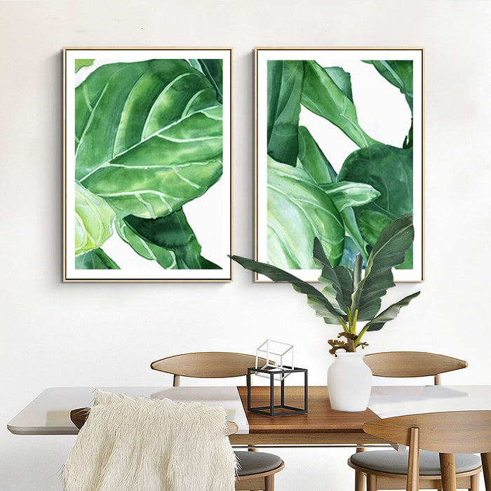 Modern Nordic Natural Tropical Leaves - Canvas Wall Art Painting