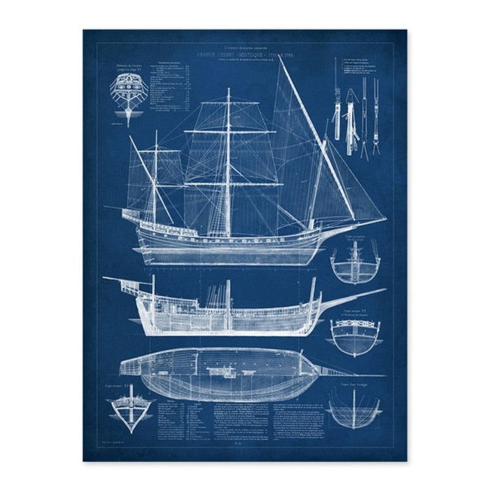 Ship Blueprint - Canvas Wall Art Painting