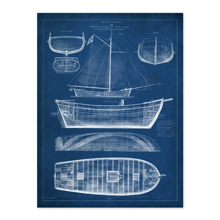 Ship Blueprint - Canvas Wall Art Painting