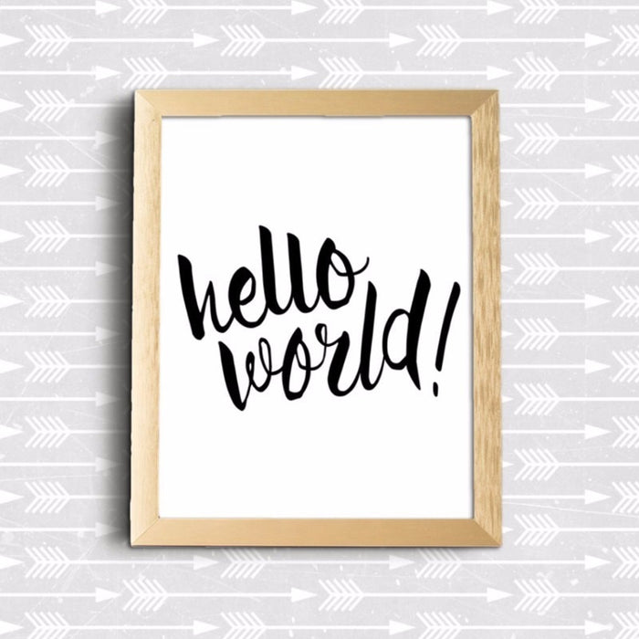 Hello World Nursery Quote - Canvas Wall Art Painting