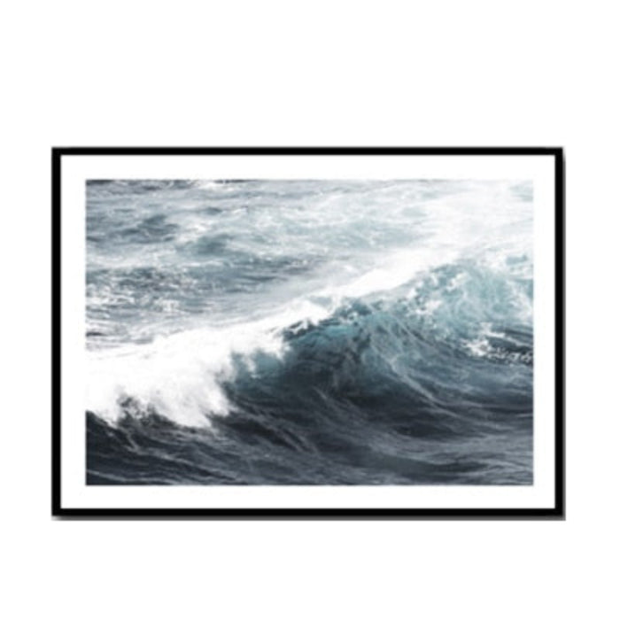 Modern Wave Coastal Palm Tree Seascape - Canvas Wall Art Painting