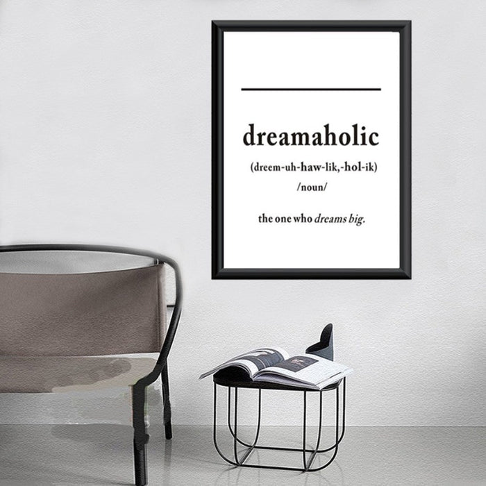 Black & White Dreamaholic Definition - Canvas Wall Art Painting