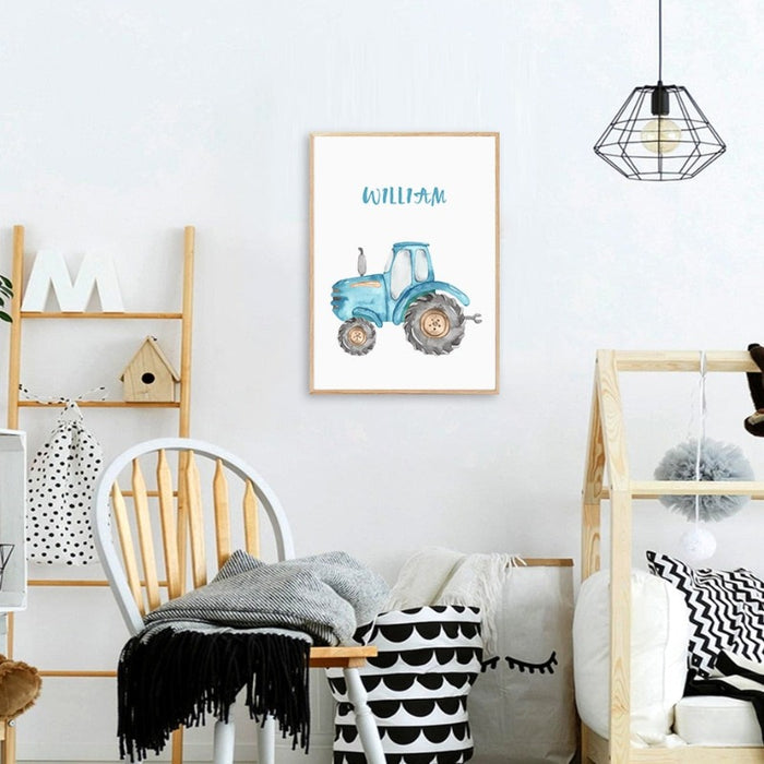 Personalized Name Tractor Boys - Canvas Wall Art Painting
