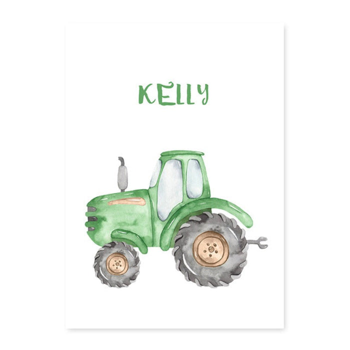 Personalized Name Tractor Boys - Canvas Wall Art Painting