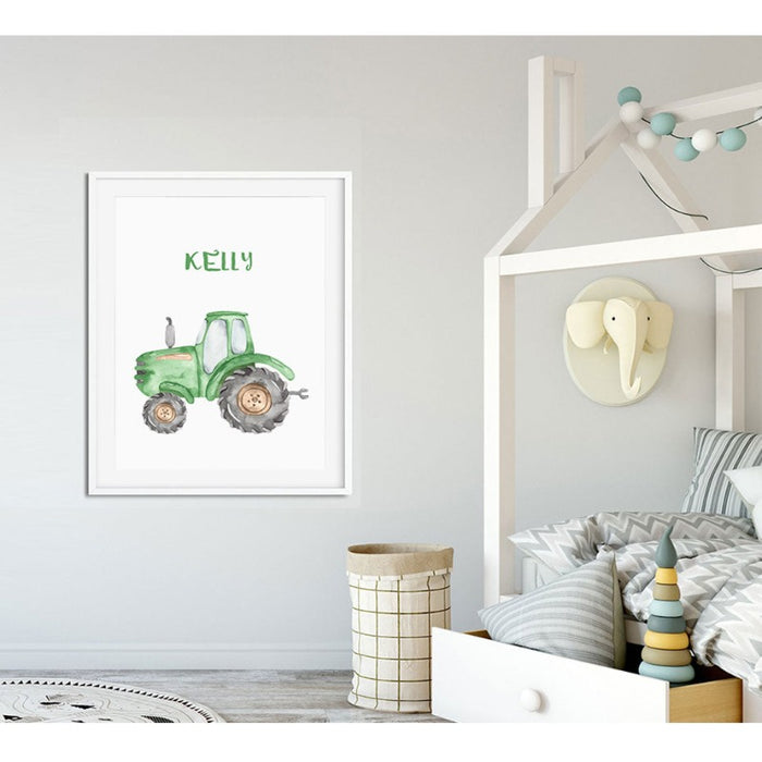 Personalized Name Tractor Boys - Canvas Wall Art Painting