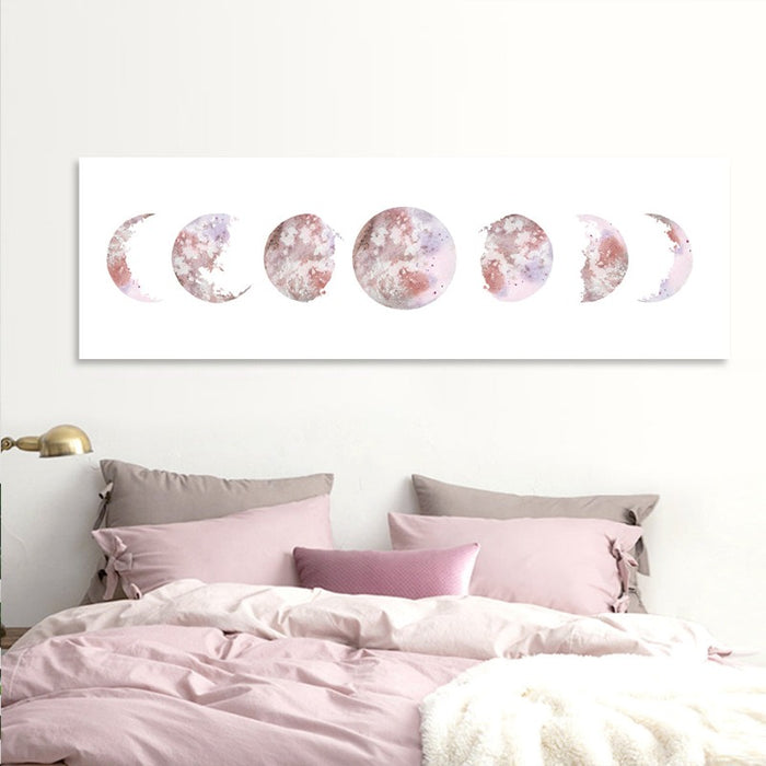 Modern Space Various Moon phases Isolated - Canvas Wall Art Painting