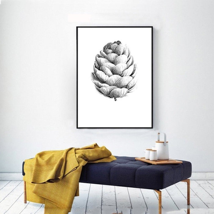 Hand Draw Pine Cone - Canvas Wall Art Painting