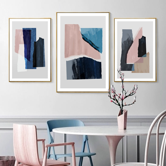 Marble Blue Pink Prints - Canvas Wall Art Painting