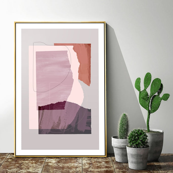 Marble Blue Pink Prints - Canvas Wall Art Painting