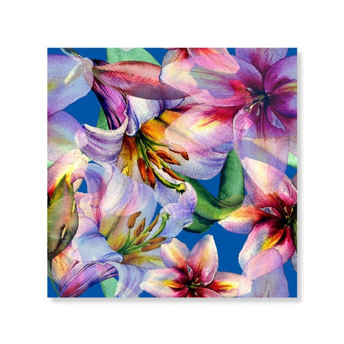 Blue Pink Floral - Canvas Wall Art Painting