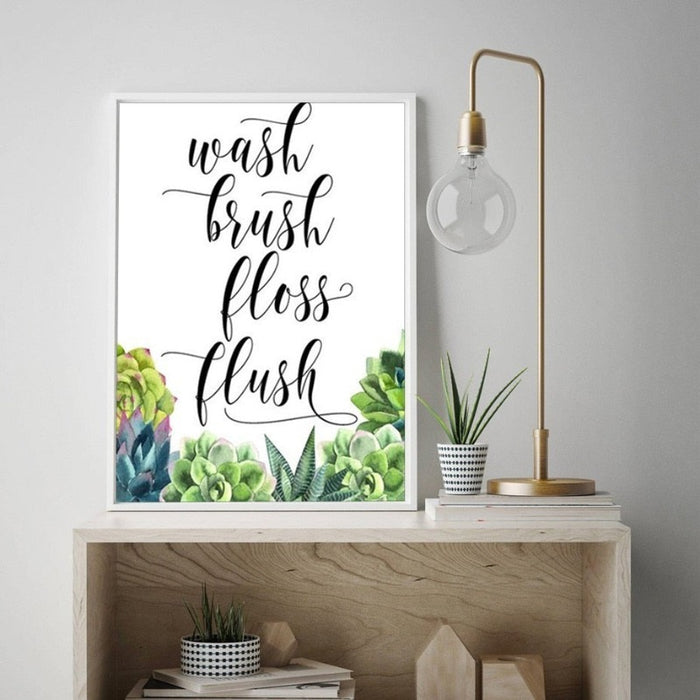 Modern Wash brush Floss Flush Cactus Print - Canvas Wall Art Painting