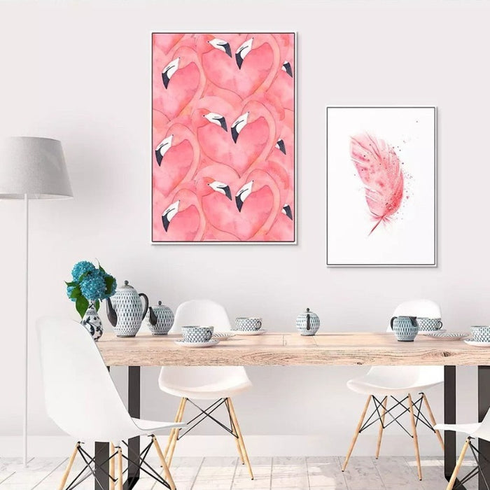 Beautiful Pink Flamingo Feather - Canvas Wall Art Painting
