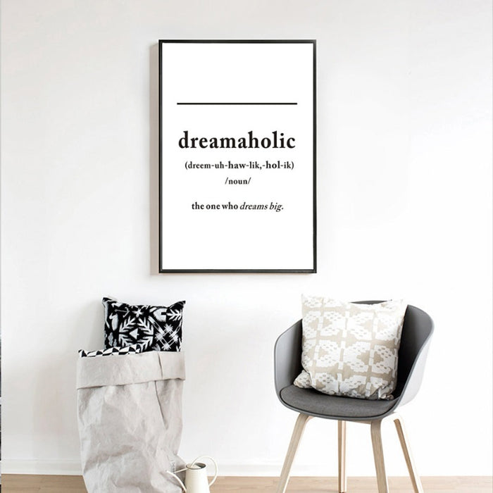 Black & White Dreamaholic Definition - Canvas Wall Art Painting