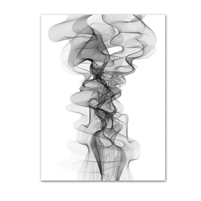 Minimalist Abstract Wavy Lines Pattern Black White - Canvas Wall Art Painting
