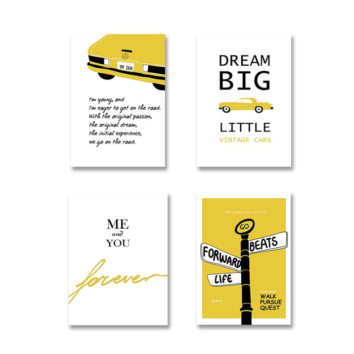Modern Yellow Dream Letters Prints Poster  - Canvas Wall Art Painting