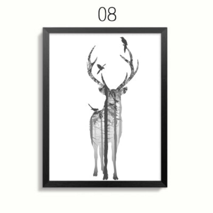 Abstract Deer Family Animals - Canvas Wall Art Painting