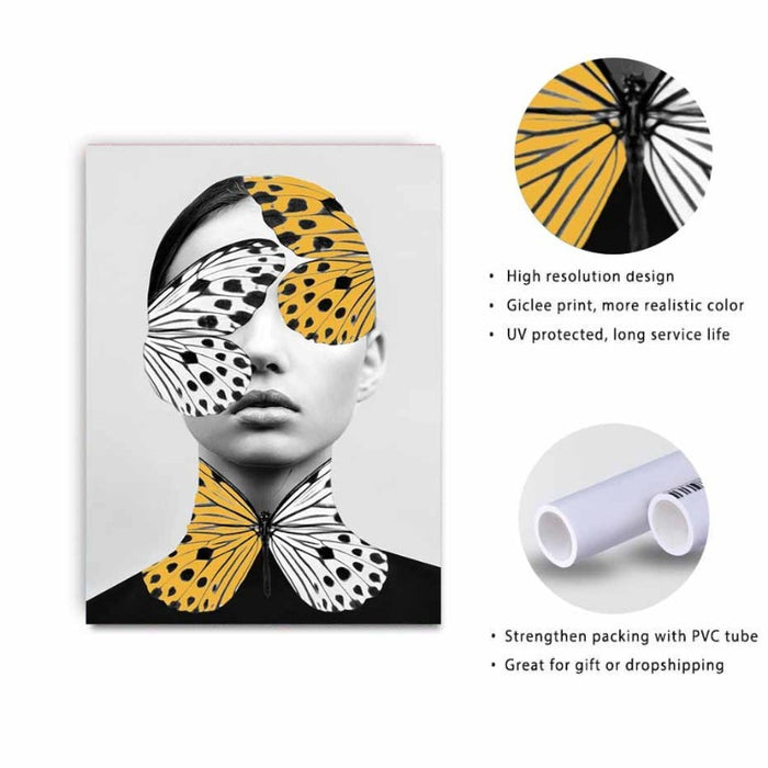 Abstract Creative Butterfly Women Wall Art Prints Poster - Canvas Wall Art Painting