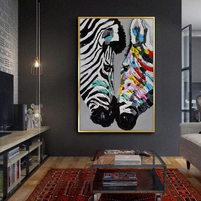 Modern Colorful Zebra Animals - Canvas Wall Art Painting
