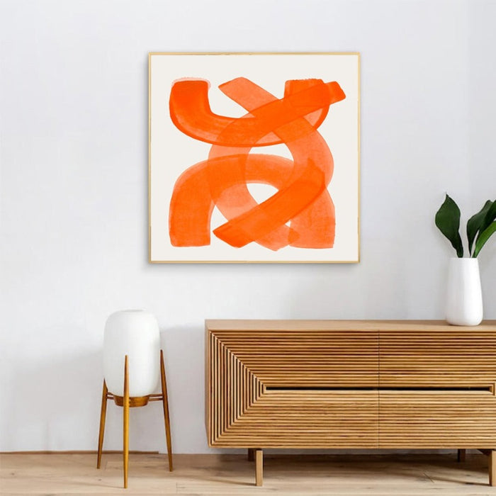 Orange Brush Strokes Duet - Canvas Wall Art Painting