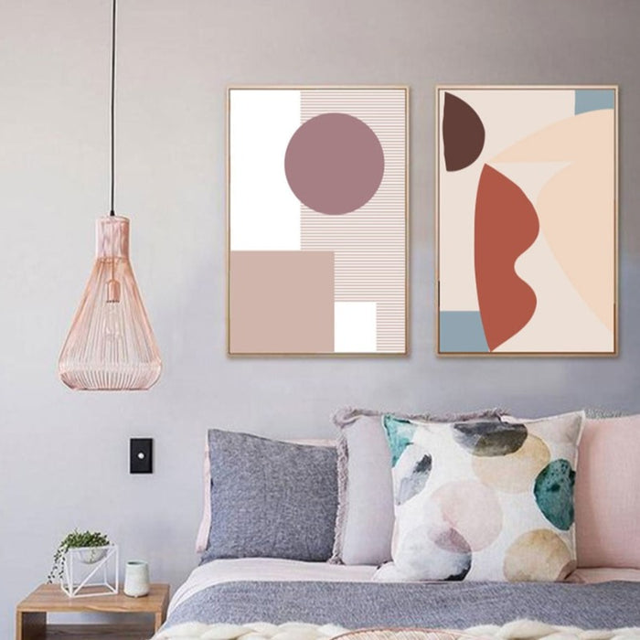 Abstract Warm Geometric Designs - Canvas Wall Art Painting