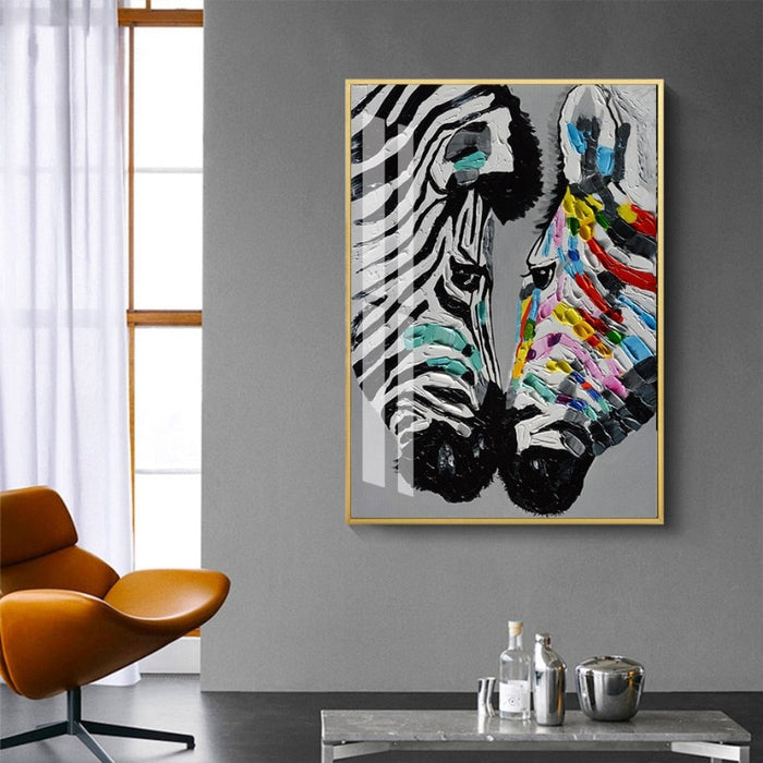 Modern Colorful Zebra Animals - Canvas Wall Art Painting