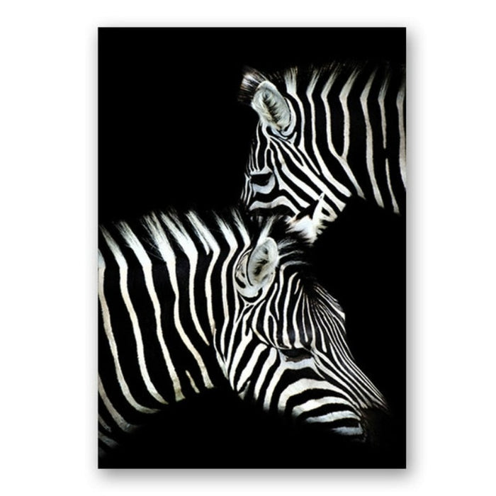 Nature Wildlife Africa Wild Animals Black White  - Canvas Wall Art Painting