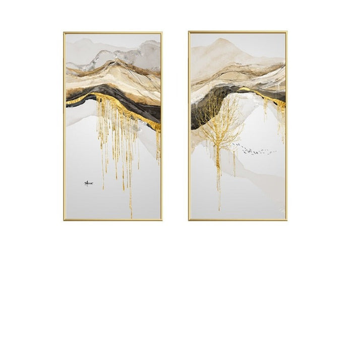 Gold Mountain Landscape - Canvas Wall Art Painting