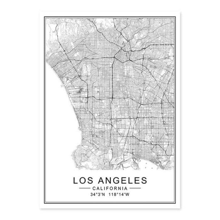 Los Angeles City Map Modern Building Landscape