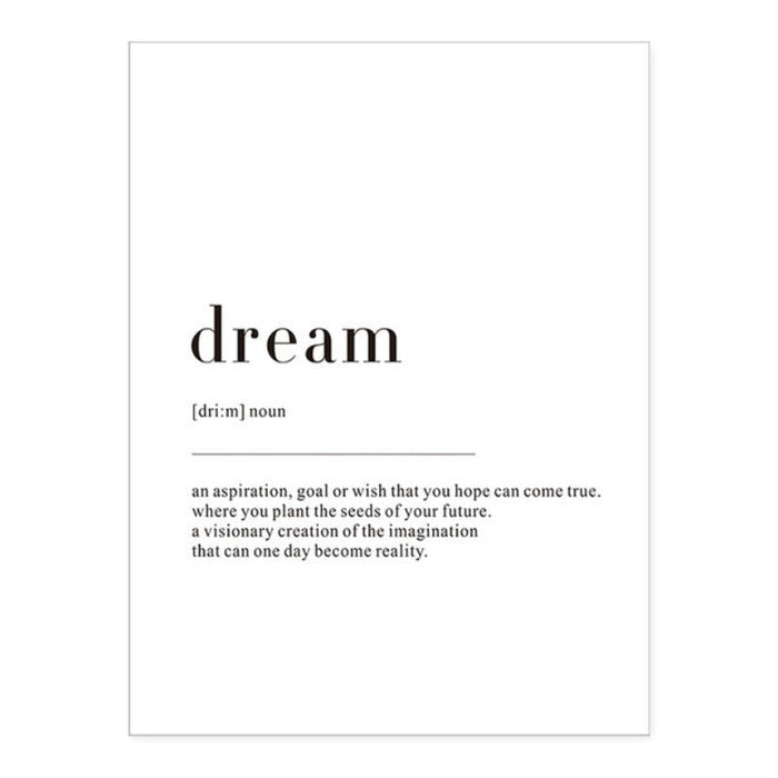 Minimalist Dream Life Definition Quotes - Canvas Wall Art Painting