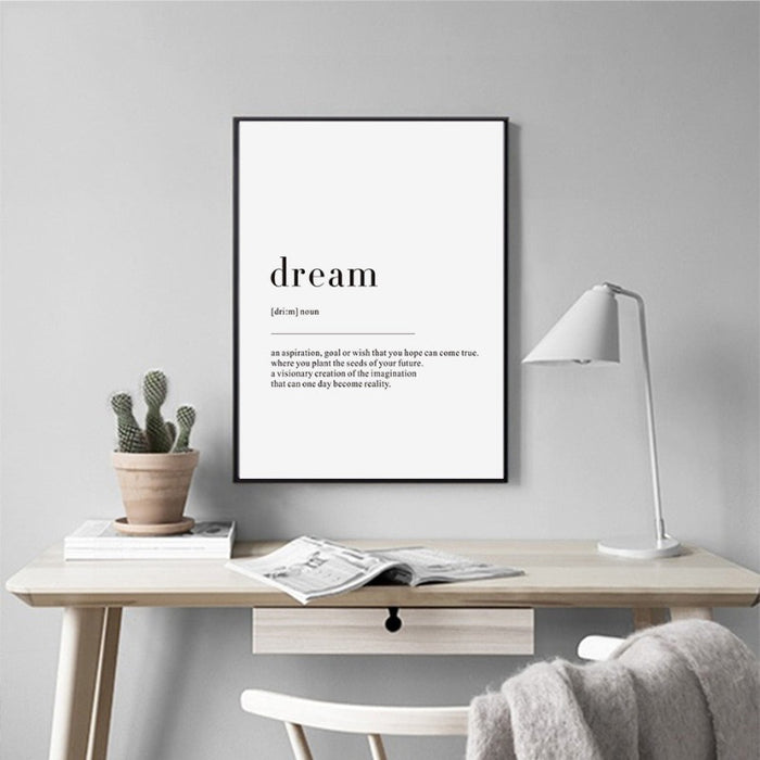 Minimalist Dream Life Definition Quotes - Canvas Wall Art Painting