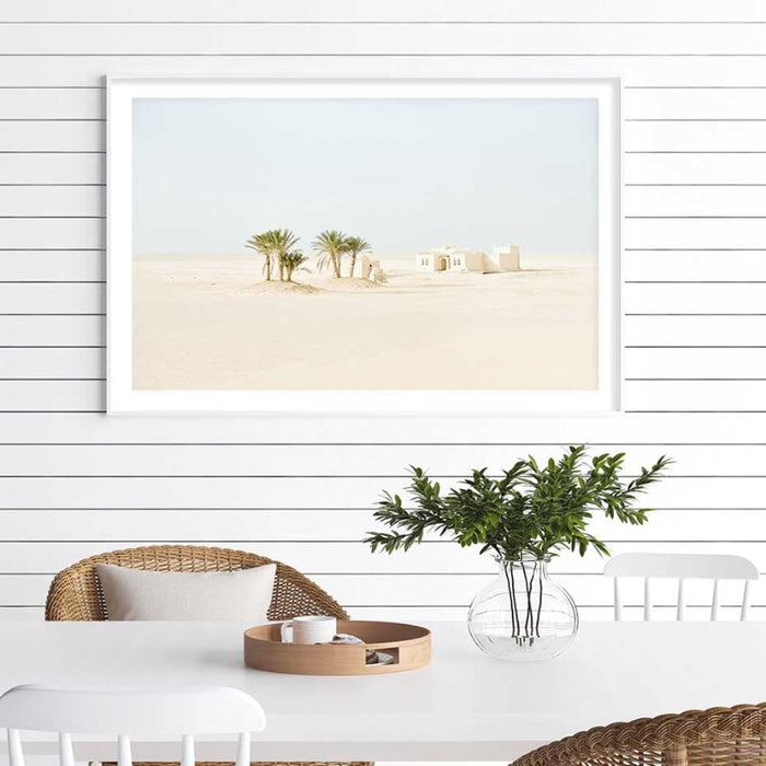 Palm Tree White Concrete Building - Canvas Wall Art Painting