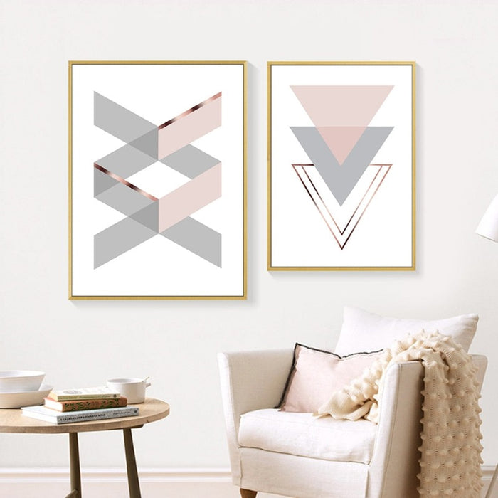 Geometric Pink Home - Canvas Wall Art Painting