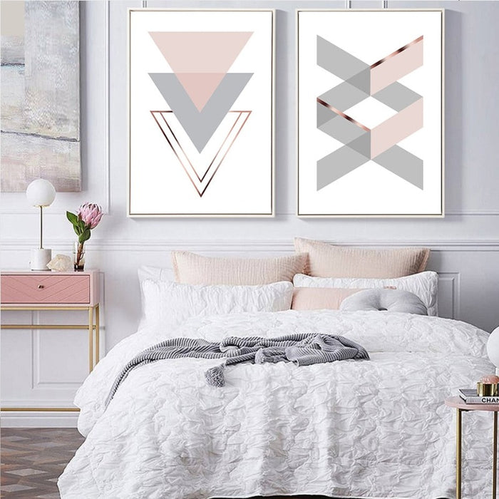 Geometric Pink Home - Canvas Wall Art Painting
