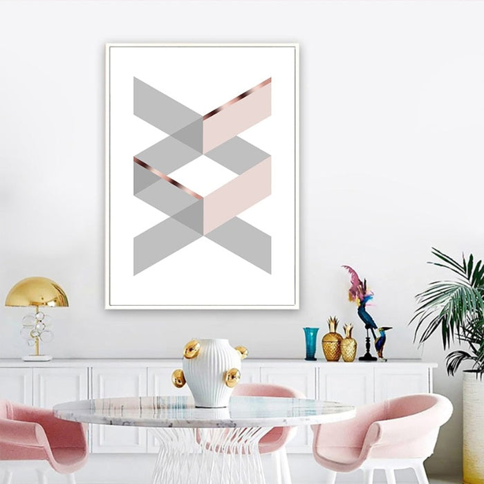 Geometric Pink Home - Canvas Wall Art Painting