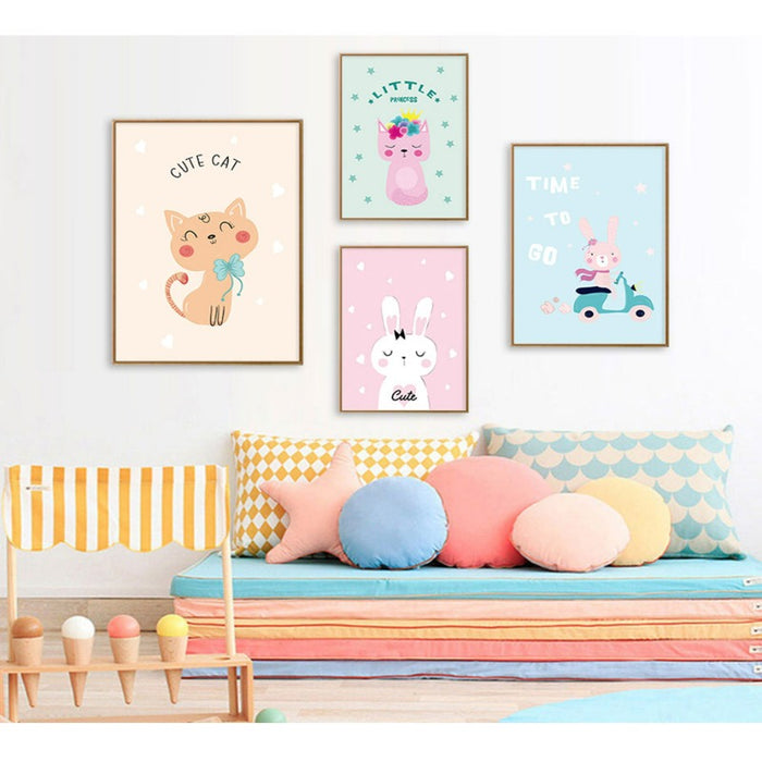 Cute Cat Bunny - Canvas Wall Art Painting