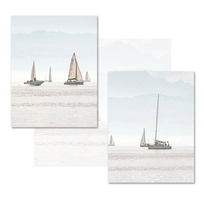 Summer Landscape Nautical Sailboat Print Minimalist - Canvas Wall Art Painting