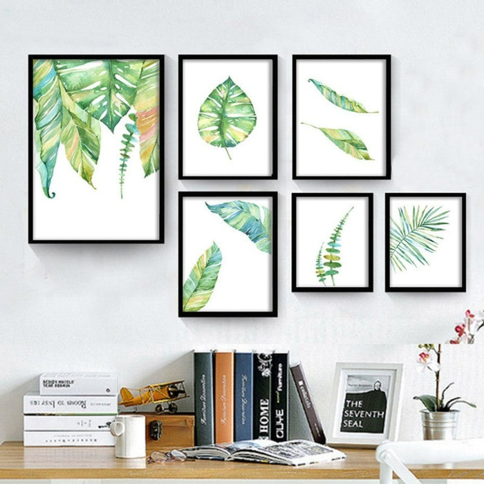 Nordic Modern Green Leaf Plant Poster - Canvas Wall Art Painting