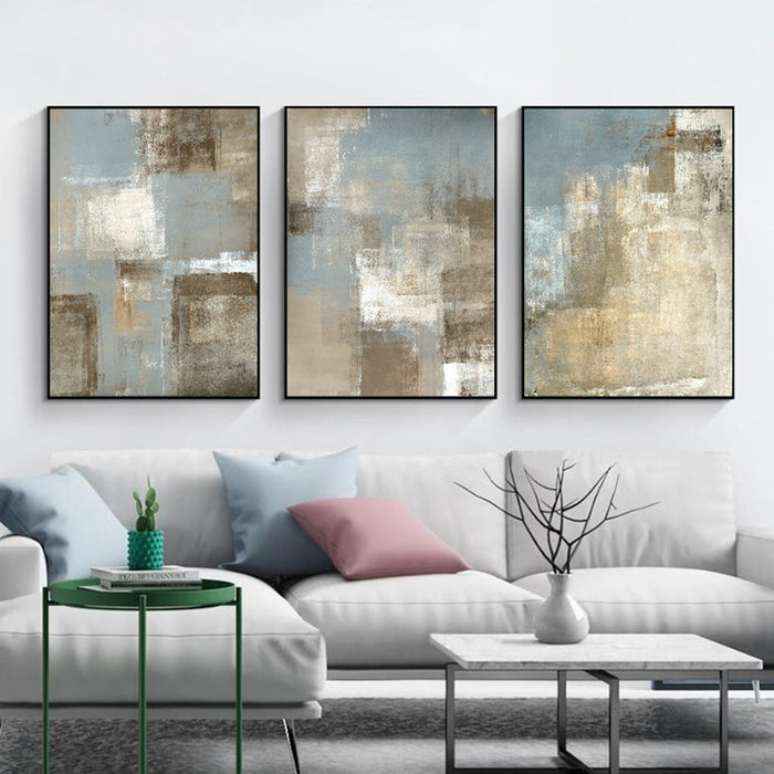 Vintage Gray And Beige Trend Abstract- Canvas Wall Art Painting