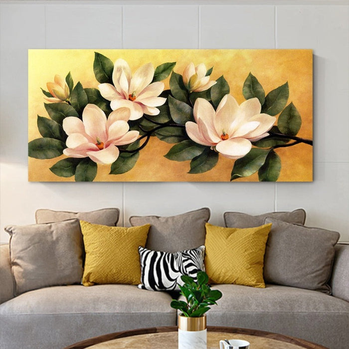 Vintage Magnolia Floral Poster - Canvas Wall Art Painting
