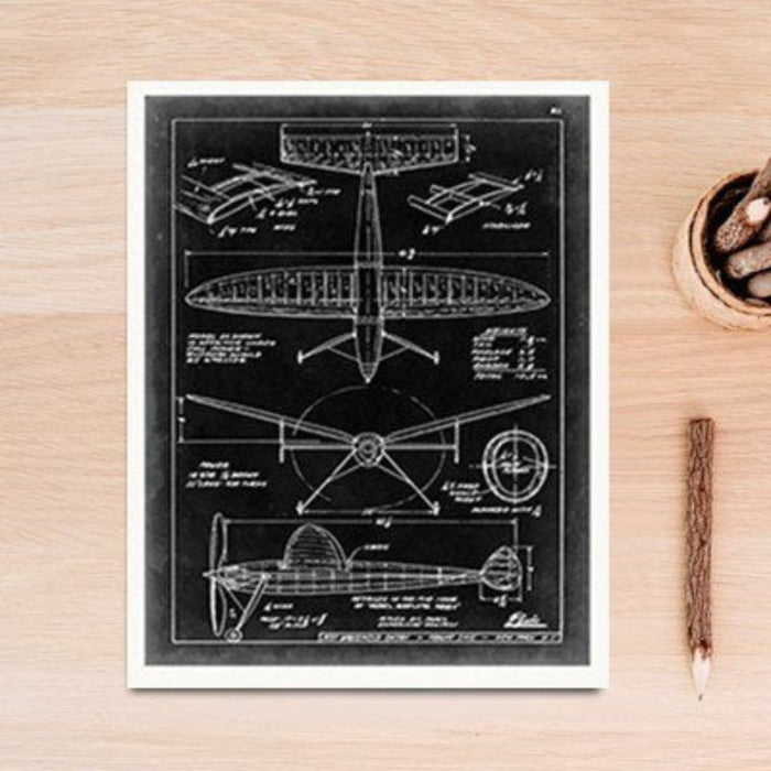Vintage Fighter Design Diagram - Canvas Wall Art Painting